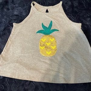 Cat & Jack Pineapple grey tank flare shirt